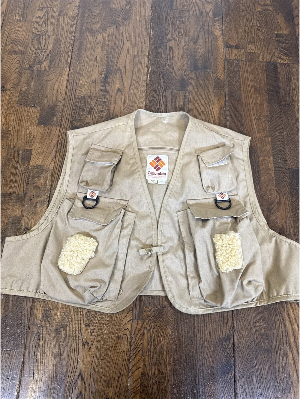 Vintage Columbia Fly Fishing Vest – XL – Tan Utility – 90s USA – Solid Condition